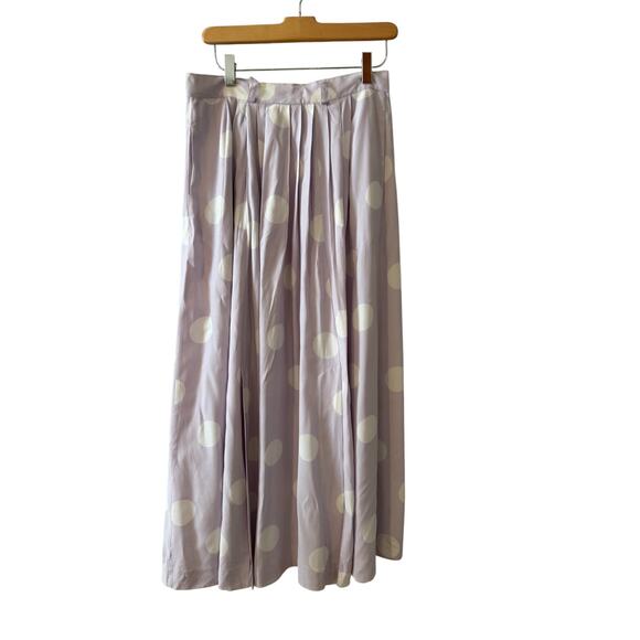 Vintage Pleated Rayon Twirl Skirt Lilac Polka Dot Print - Picture 1 of 5